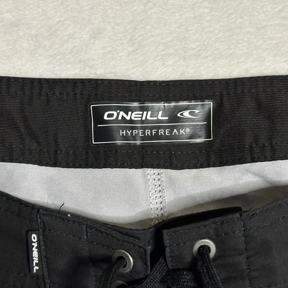 ONeill Hyperfreak Mens Board Shorts Black Grey Ombre Fade Size 34 Swim Trunks